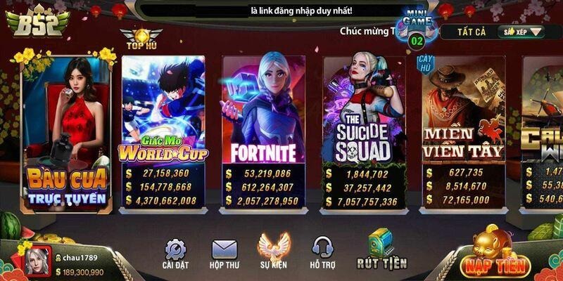 Sảnh game bài đỉnh cao với đa dạng loại hình tại B52 Club