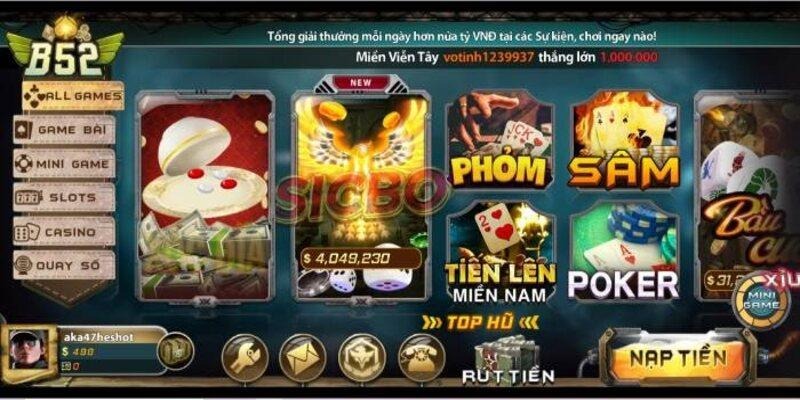 Sảnh game đổi thưởng đa dạng tại B52 Club